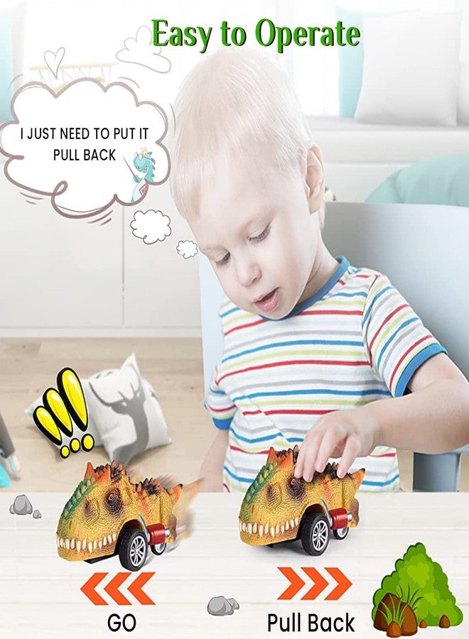 Patpat 6Pcs Kids Dinosaur Toys Pull Back Cars, Color Dinosaur Car Toy Set, Dinosaur Car Toys For 2 3 4 5 Year Old Boys Girls, Boy Toys For 3-5 Years Old, Kids Christmas Birthday Gift - Multicolor - Image 3